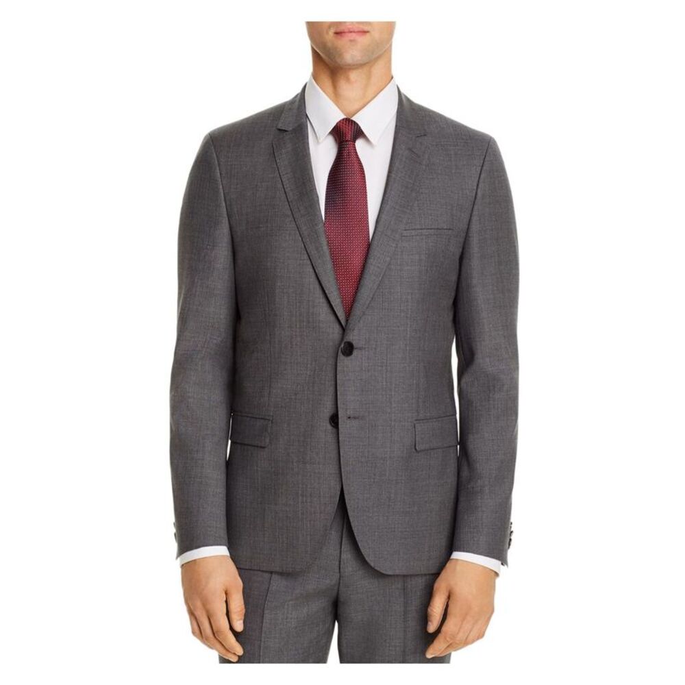HUGO BOSS Mens Arti Sharkskin Gray Extra Slim Fit Suit Separate Blazer 48R
